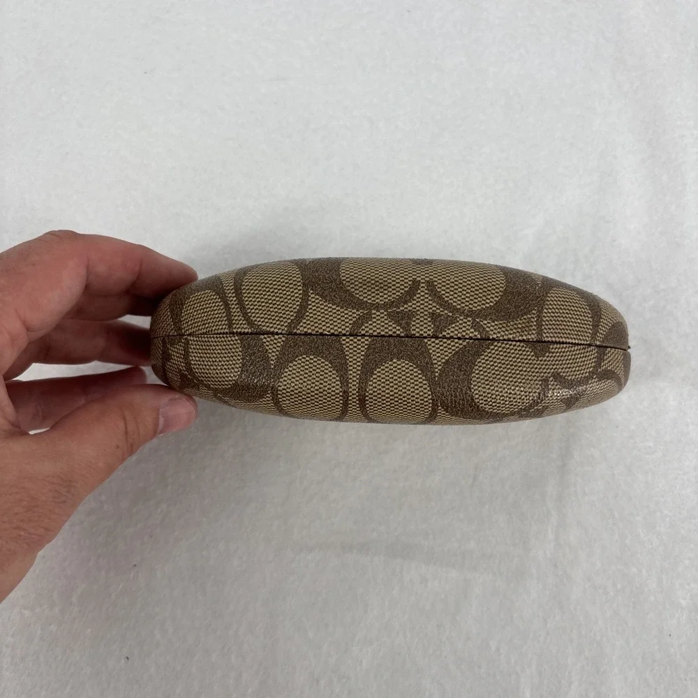 COACH Signature Monogram Brown Hard Clamshell Sunglasses Eye Glass Case